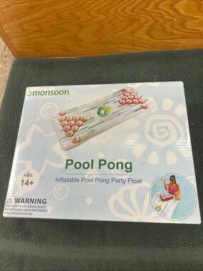 New Monsoon Inflatable Pool Pong Float - White with Pink Cups